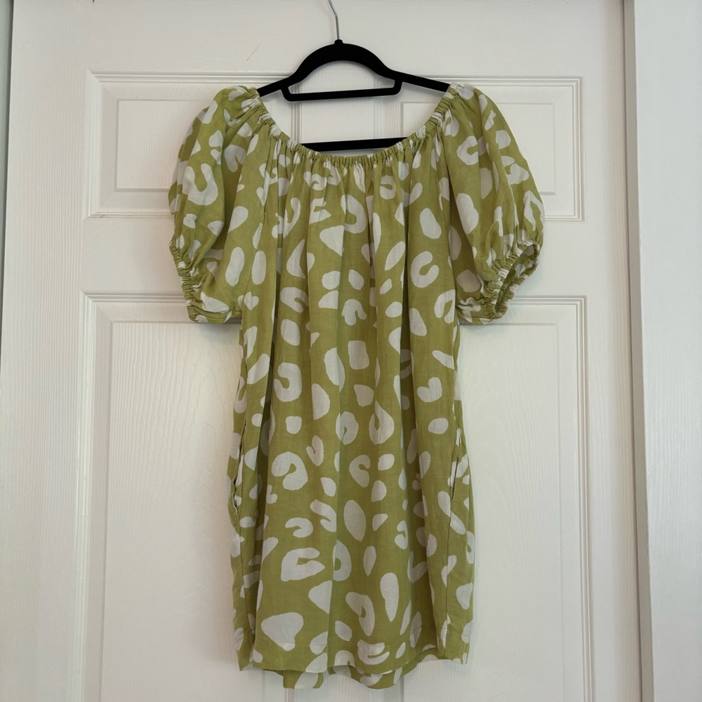 Gillia lime green linen tunic dress